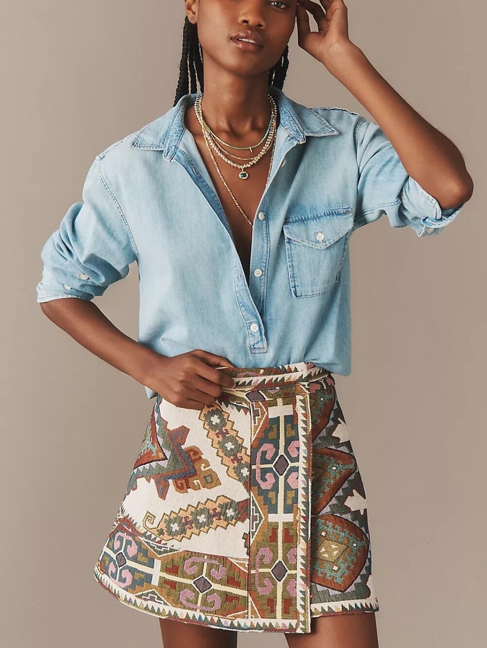 Hunter Bell Powell Tapestry Wrap Mini Skirt